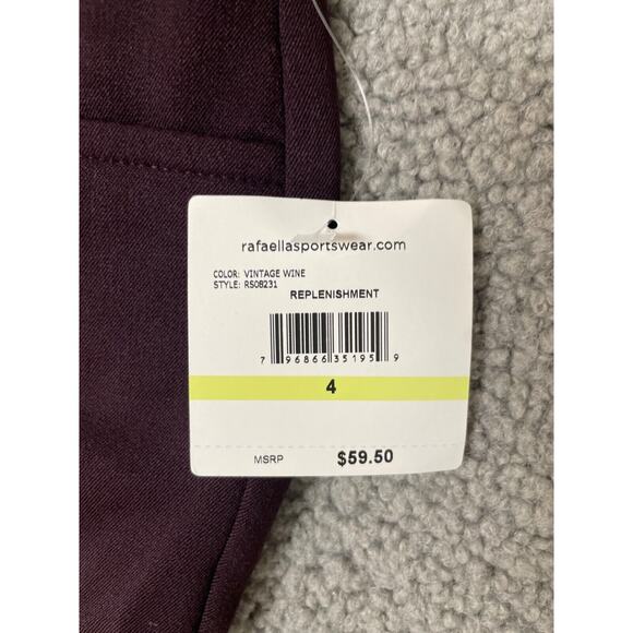 Rafaella Women's Curvy Fit Gabardine Boot Leg Pant maroon purple size 4 curvy - Picture 3 of 7